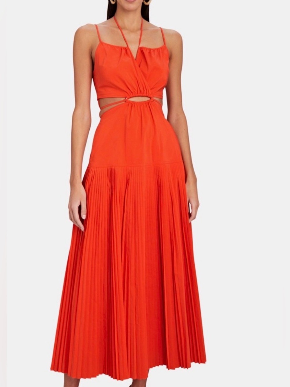 NWOT Jonathan Simkhai Orange Cutout Pleated Maxi Dress